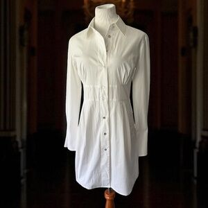 Charles Nolan Classic White Button Down Shirt Dress Size 12